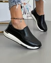 Pantofi Casual Piele Naturala Negru cu Pewter Lisa 2