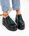 Pantofi Casual Piele Naturala Negru cu Verde IN450 3
