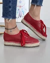 Pantofi Casual Piele Naturala Perforati Cu Talpa Cusuta Rosii T01104