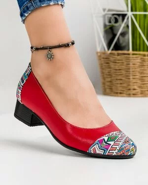 Pantofi Casual Piele Naturala Rosii IN236