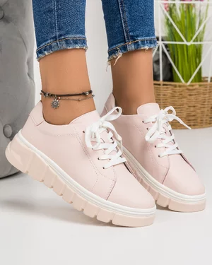 Pantofi Casual Piele Naturala Roz AW440