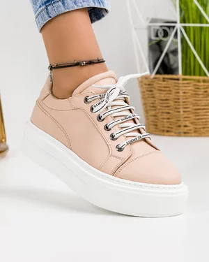 Pantofi Casual Piele Naturala Roz IN504