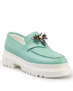 Pantofi Casual Piele Naturala Turcoaz IN507