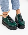 Pantofi Casual Piele Naturala Verde cu Negru IN450 3
