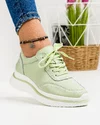Pantofi Casual Piele Naturala Verde deschis Cusatura Decorativa Alba AW353
