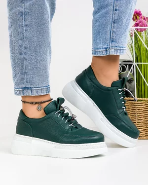 Pantofi Casual Piele Naturala Verzi IN495