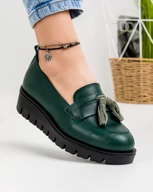 Pantofi Casual Piele Naturala Verzi IN502