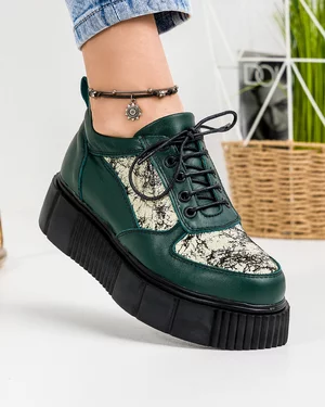 Pantofi Casual Piele Naturala Verzi IN505