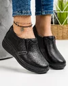 Pantofi Dama Casual Din Piele Naturala Negri F001-420
