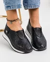 Pantofi Dama Casual Piele Naturala Negri Cu Accesoriu XH-2074 1