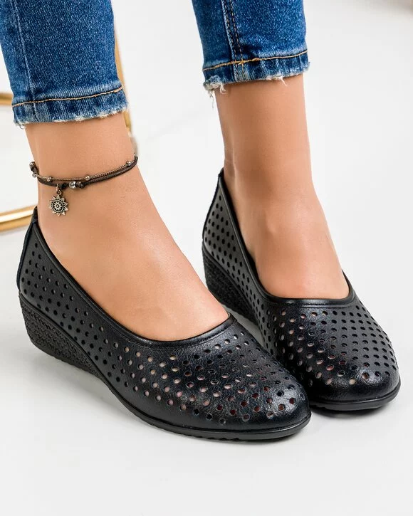 Pantofi Dama Negri Piele Naturala XH-3001