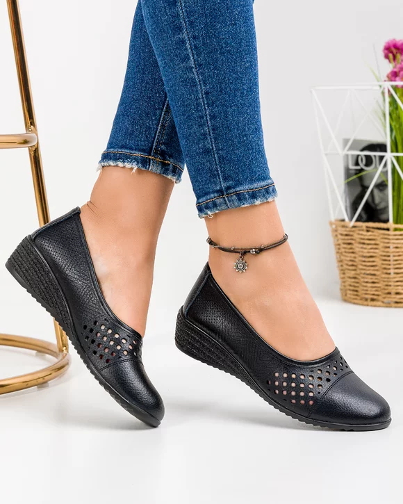 Pantofi Dama Negri Piele Naturala XH-3041