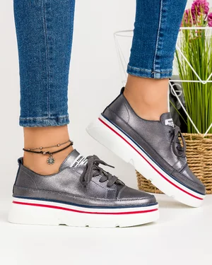 Pantofi Dama Pewter Casual Piele Naturala AW373