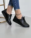 Pantofi De Dama Casual Piele Naturala Negri Cu Siret Elastic AKD05 5