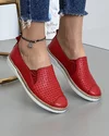 Pantofi De Dama Piele Naturala Casual Rosii Cu Elastic AKSK9990 1