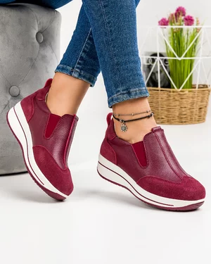 Pantofi Din Piele Naturala Casual Bordo F002-90