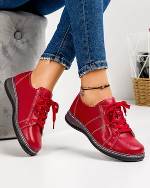 Pantofi Din Piele Naturala Rosii Casual AP-2111