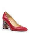 Pantofi Eleganti cu Toc Piele Naturala Rosii WIZ12 5