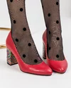Pantofi Eleganti cu Toc Piele Naturala Rosii WIZ12 3