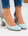Pantofi eleganti dama piele naturala albastru deschis cu model gemoetric multicolor si varf rotund WIZ23 4