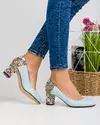 Pantofi eleganti dama piele naturala albastru deschis cu model gemoetric multicolor si varf rotund WIZ23 1