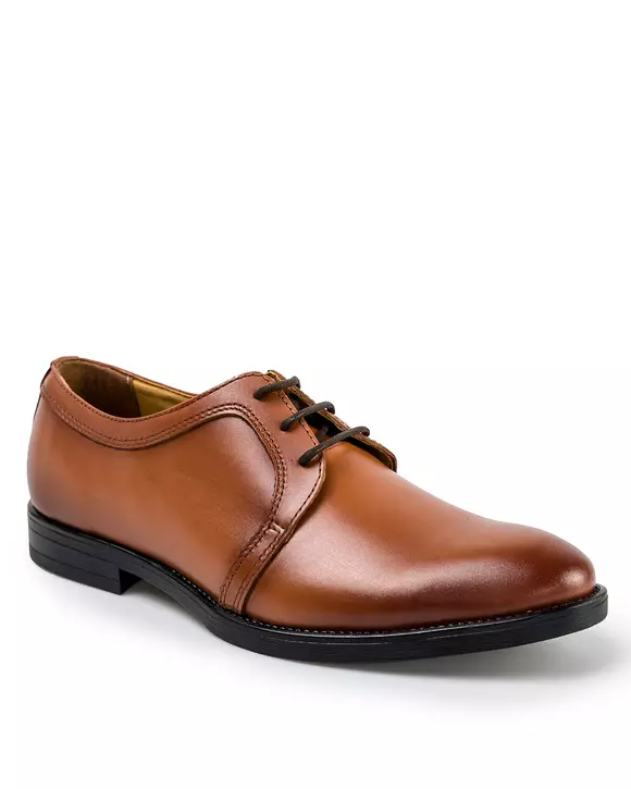 Pantofi eleganti de barbati din piele naturala maro cu siret scurt si varf rotund PC270