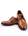 Pantofi eleganti de barbati din piele naturala maro cu siret scurt si varf rotund PC270 2