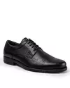 Pantofi eleganti de barbati piele naturala negri cu varf rotund si inchidere cu siret subtire PC9100 1