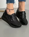 Pantofi Negri Casual Piele Naturala Si Piele Intoarsa Inchidere Cu Scai XH-2527