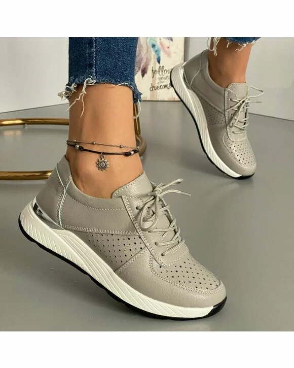 Pantofi Piele Naturala Arya - Gri
