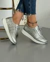 Pantofi Piele Naturala Aura Argintii 2
