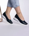 Pantofi Piele Naturala Bleumarin Casual Cu Detaliu Argintiu AW175