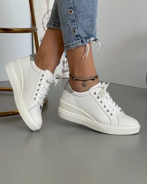 Pantofi Piele Naturala Carina Albi