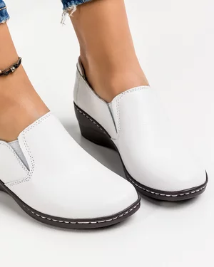 Pantofi Piele Naturala Casual Albi JSB-135
