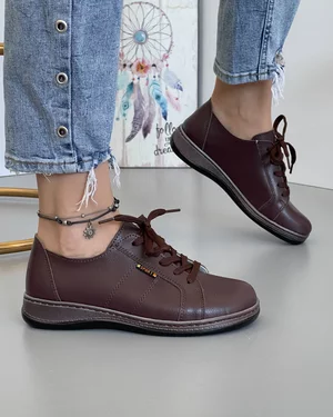 Pantofi Piele Naturala Casual Cafeniu Inchis AP-2111