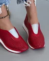 Pantofi Piele Naturala Casual Dama Rosii Cu Accesoriu XH-2074 5