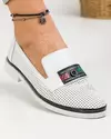 Pantofi Piele Naturala Casual De Dama Albi cu Accesorii Aplicate AKB1121 3