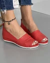Pantofi Piele Naturala De Dama Decupati Casual Rosii AKN202