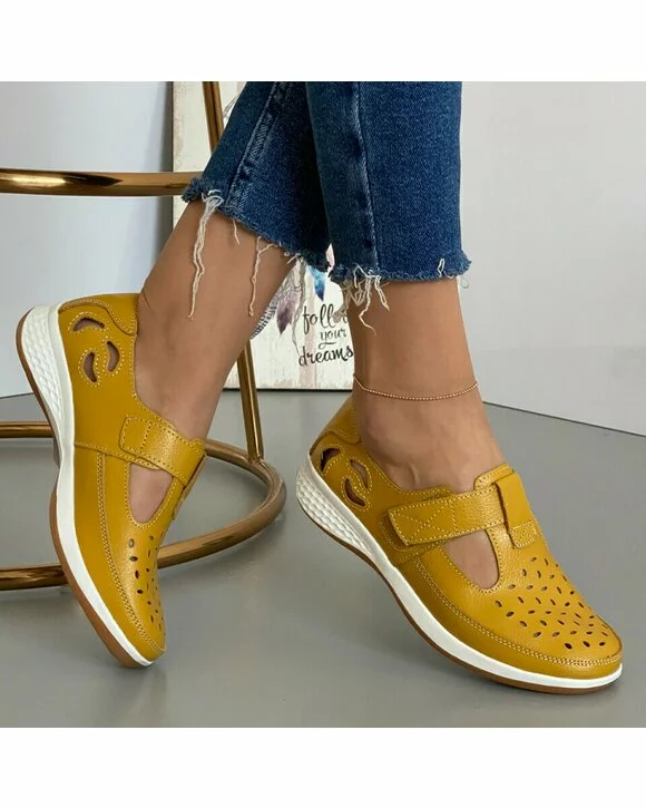Pantofi Piele Naturala Greta - Mustar