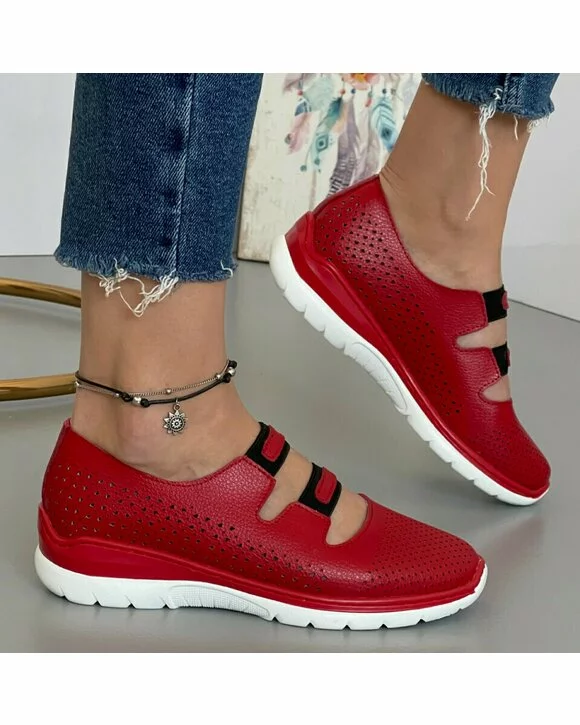 Pantofi Piele Naturala Jodi - Rosii
