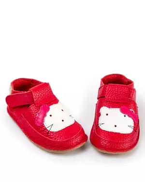 Pantofi primii pasi rosii cu forma pisicuta PCC11
