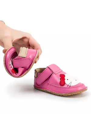 Pantofi primii pasi roz deschis cu forma pisicuta PCC11
