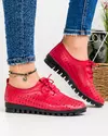 Pantofi Rosii Cu Talpa Flexibila Piele Naturala Perforati Cu Siret Casual ZA-201 2