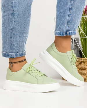 Pantofi Sport Piele Naturala Verde Deschis Tudora