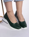 Pantofi Verde Inchis Cu Detaliu Argintiu Piele Naturala Casual AW175 1