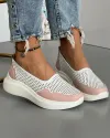 Balerini Perforati Piele Naturala Alb Cu Roz XH-2045 3