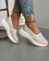 Balerini Perforati Piele Naturala Alb Cu Roz XH-2045 2