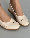 Balerini Piele Naturala Casual Cu Detalii Perforate Bej VK2008-18 4
