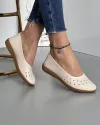 Balerini Piele Naturala Casual Cu Detalii Perforate Bej VK2008-18 5