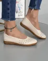 Balerini Piele Naturala Casual Cu Detalii Perforate Bej VK2008-18 1